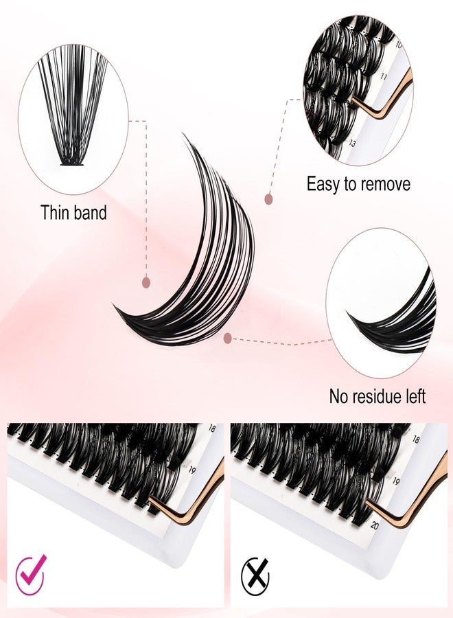 FADLASH Cluster Lashes 300Pcs Mix 8-20mm individual lashes 40D D Curl Lash Clusters DIY Eyelash Extensions Wispy Individual Lash Extensions Thin Band Soft Eyelash Clusters to Use at Home (40D-0.07-D,8-20mm) - Image 5